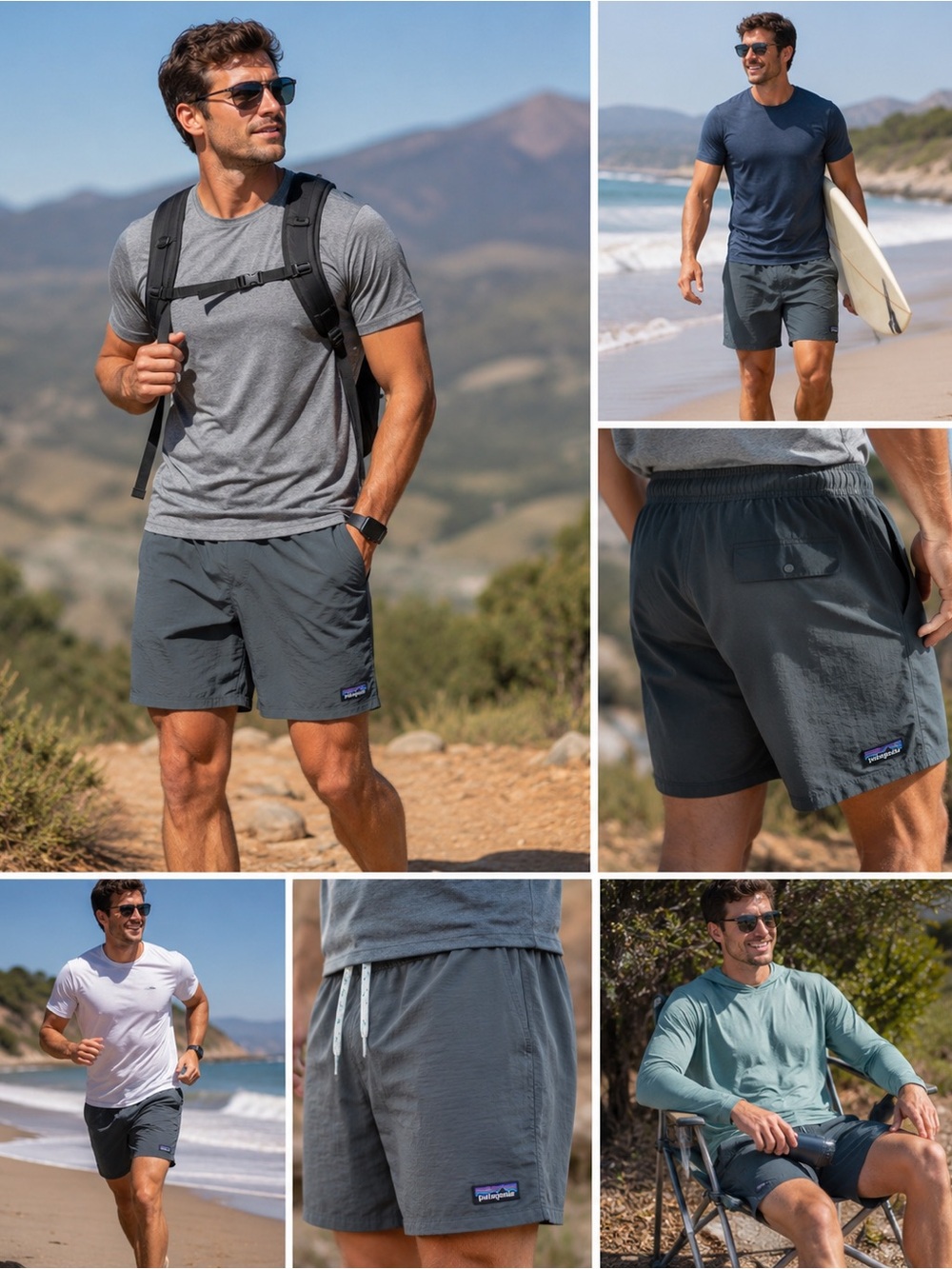 Patagonia Charcoal Swim Trunks Active Beach Outdoor Shorts Men’s